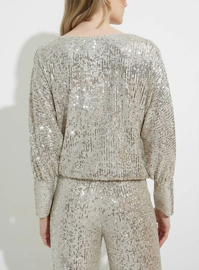 Shop Joseph Ribkoff Sequin Top In Silver/nude In Multi