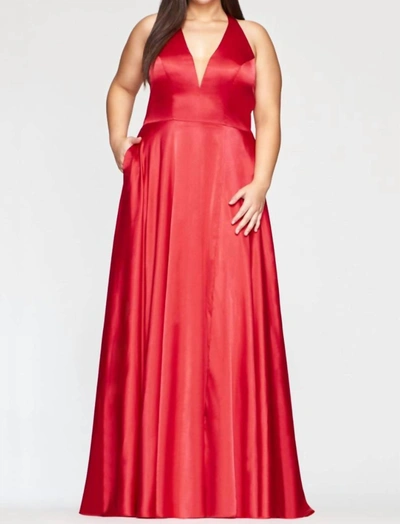 Faviana Charmeuse Dress In Red