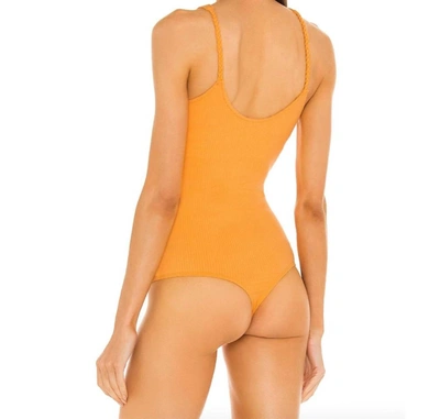 The Range Alloy Rib Braided Bodysuit In Sunrise In Pink