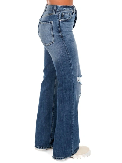 Shop Kancan Ultra High Rise Distressed 90s Flare Jeans In Medium Denim In Blue