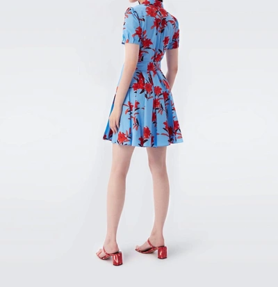 Shop Diane Von Furstenberg Evalina Mini Wrap Dress In Argos Medium Sky Blue In Multi