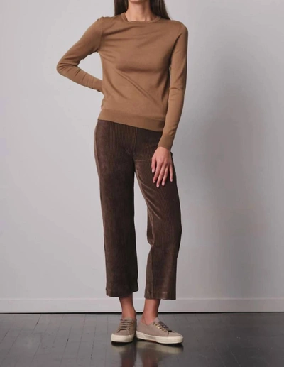 Shop Avenue Montaigne Pull On Corduroy Crop Pant In Brown Crop In Multi
