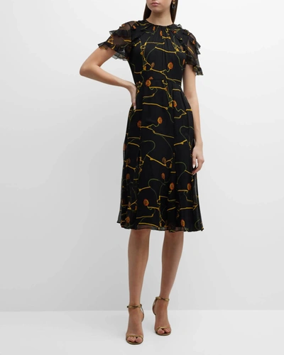 Jason Wu Floral Crinkle Silk Chiffon Dress In Multi