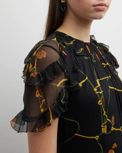 Jason Wu Floral Crinkle Silk Chiffon Dress In Multi