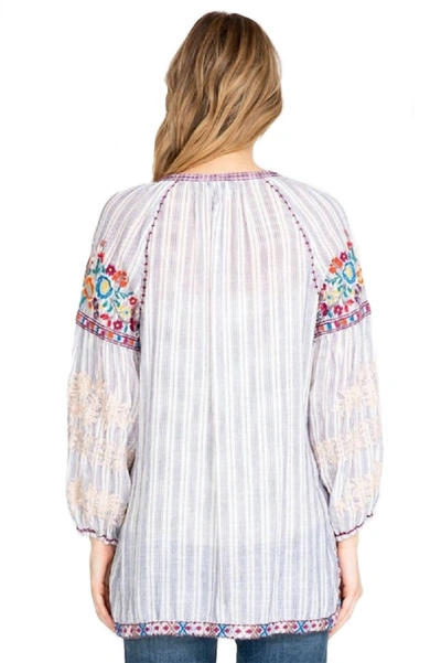 Johnny Was Feathers Blouse In White In Multi