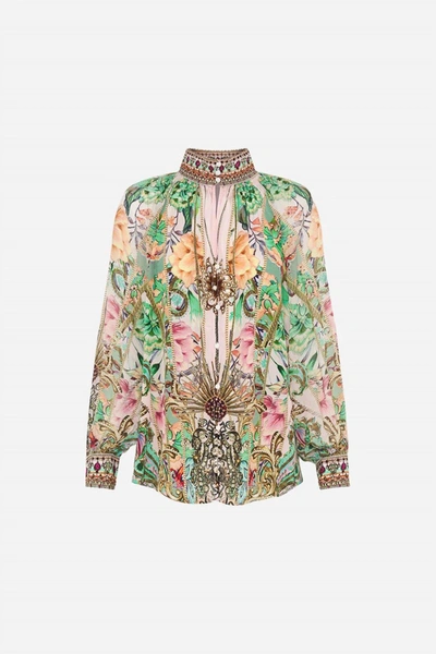 Shop Camilla Raglan Button Up Shirt In Lost City In Multi