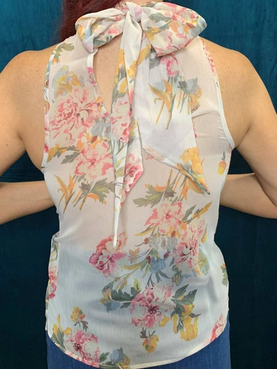 Bishop + Young Breathless Tie Neck Top In Pale Pink In Multi