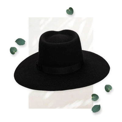 Shop San Diego Hat Company Julian Felt Stiff Fedora W/ Grosgrain Band In Black