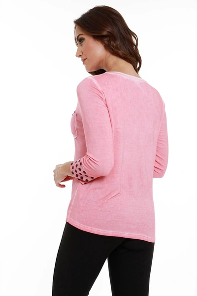 Angel V-neck Polka Dot Top In Coral In Pink