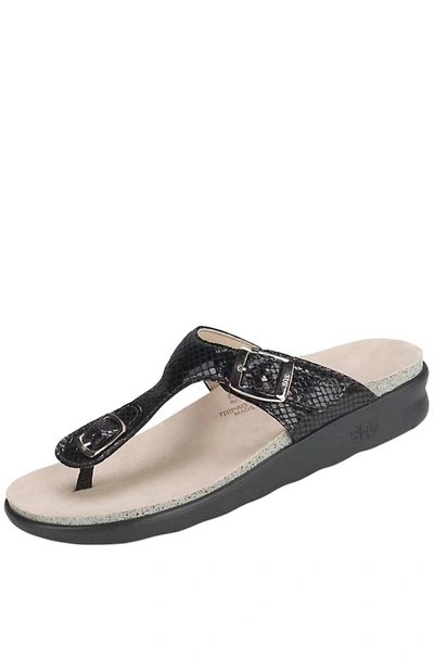 Sas Sanibel Sandal - Medium In Black Snake
