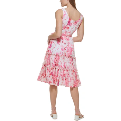 Shop Calvin Klein Womens Chiffon Floral Midi Dress In Multi