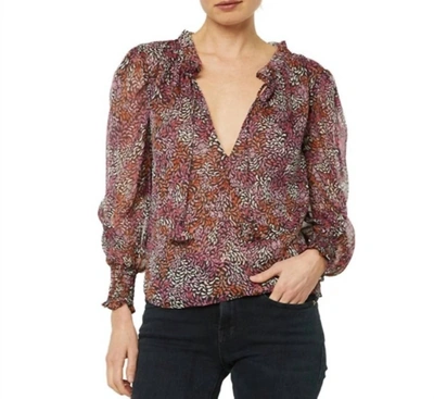 Shop Misa Siena Autumn Leaves Ditsy Top In Mauve Autumn In Multi