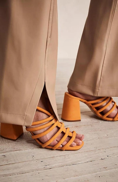Free People Colette Cinched Heels In Hot Orange In Multi
