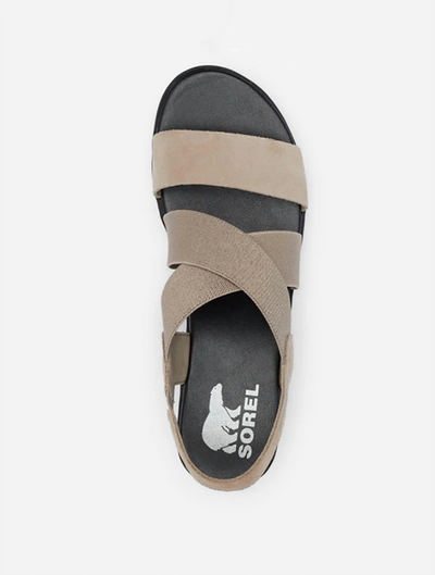 Shop Sorel Women's Cameron Flatform Slingback Sandal In Omega Taupe/black/sea Salt In Multi