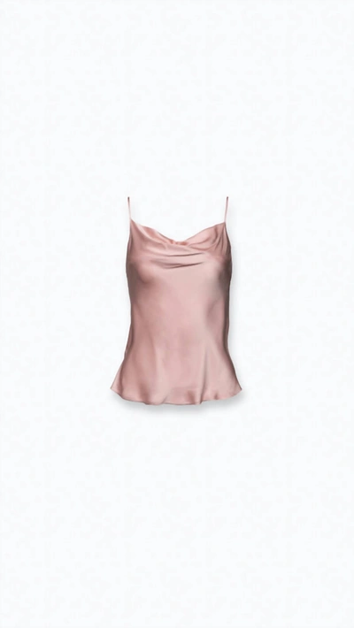 Shop Milly Gia Stretch Silk Cowl Neck Cami In Blush In Pink