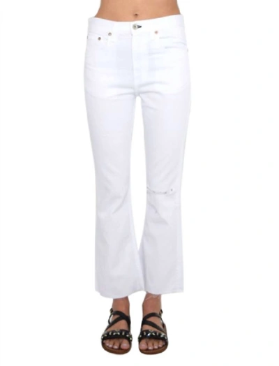 Rag & Bone Women's White With Holes Cropped Jeans Stretch Denim Pants In White