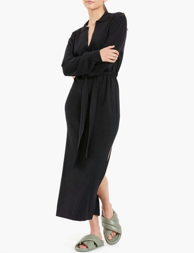 Shop Bec & Bridge Liam Knit Polo Midi Dress In Black