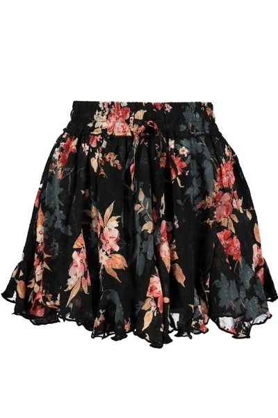 Bishop + Young Nocturnal Animal Esme Tie Neck Top In Night Bloom In Multi