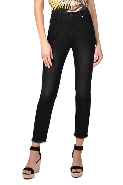 Frank Lyman Woven Beaded Slim Jeans In Black In Black