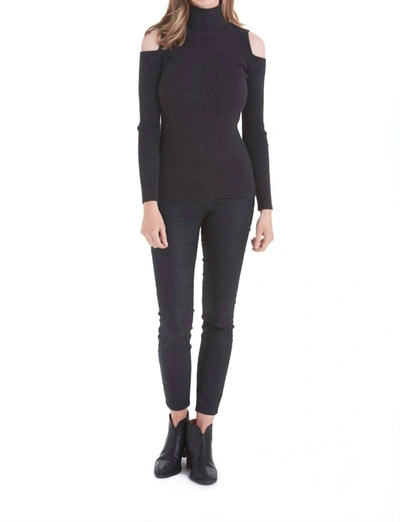 Love Token Sara Cold Shoulder Sweater In Charcoal In Pink