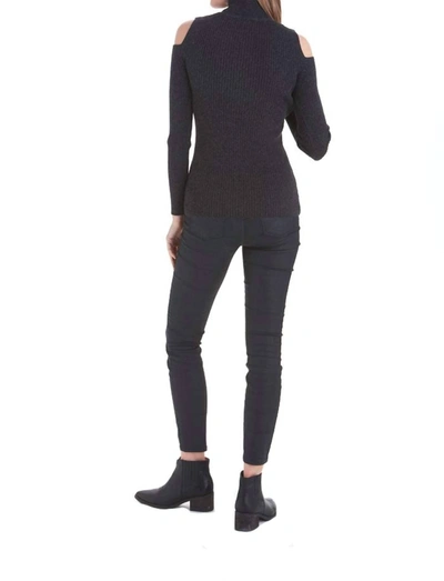 Love Token Sara Cold Shoulder Sweater In Charcoal In Pink