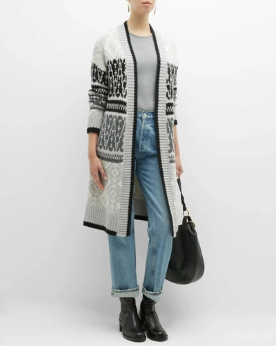 Shop Autumn Cashmere Sequin Jacquard Coatigan In Gray In Grey