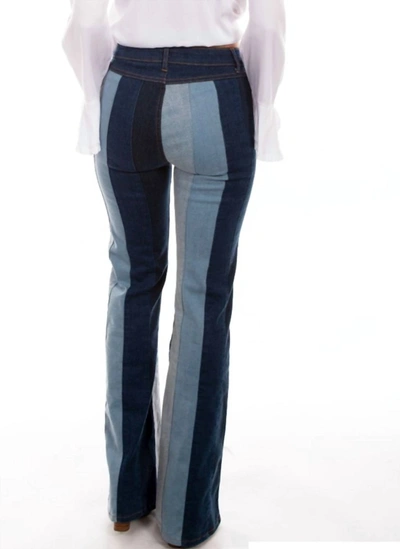 Shop Scully Multi Colored Panel Flare Jeans In Light/dark