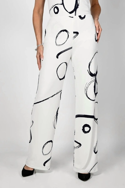 Shop Frank Lyman Printed Palazzo Trouser In Off White/navy In Multi