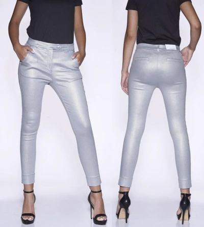 Bianco Lively Coated Trouser Pant In Silver