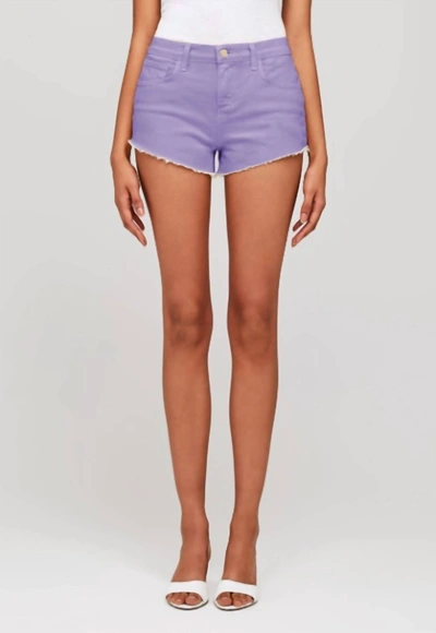 Shop L Agence Audrey Mid-rise Cut-off Jean Shorts In Lavender In Purple