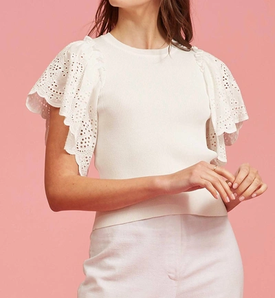 Shop Lucy Paris Beatrice Eyelet Top In Cream In White