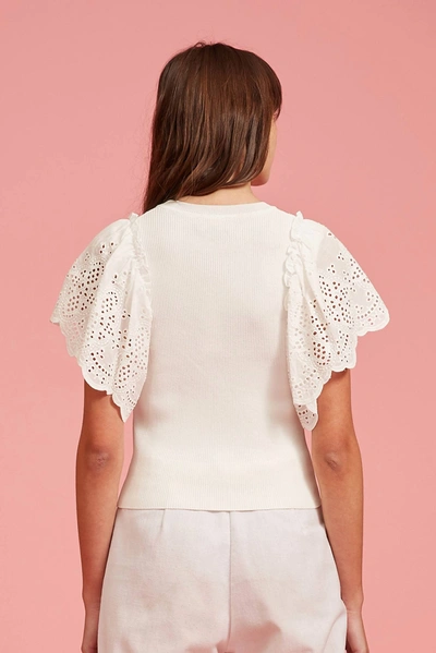 Shop Lucy Paris Beatrice Eyelet Top In Cream In White