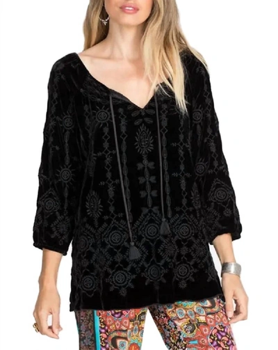 Johnny Was Althea Velvet Peasant Blouse In Black