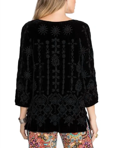 Johnny Was Althea Velvet Peasant Blouse In Black