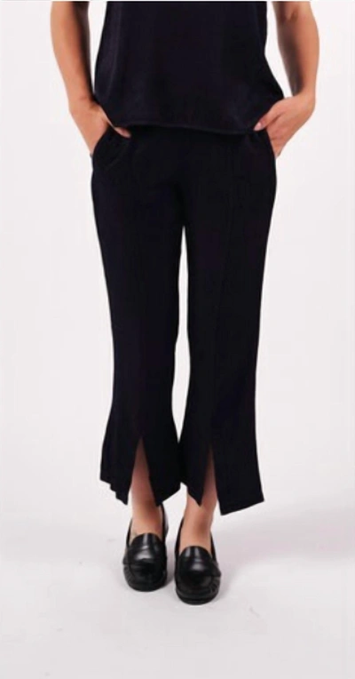 Shop Stateside Satin Jacquard Front Slit Trouser In Black