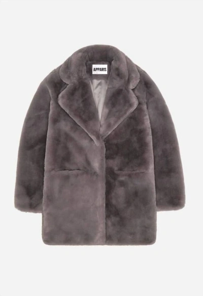 Shop Apparis Sophie Faux Fur Coat In Carbon In Grey