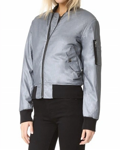 Hudson Gene Metallic Puffy Bomber Jacket In Dusted Silver In Multi