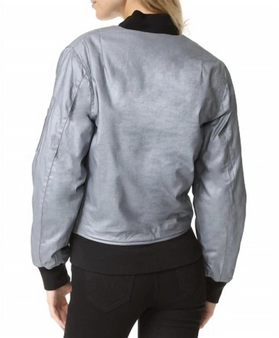 Hudson Gene Metallic Puffy Bomber Jacket In Dusted Silver In Multi