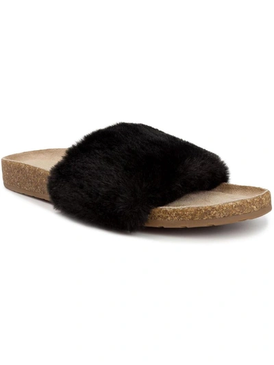 Shop Sugar Sgr Bravoes Womens Faux Leather Flat Slide Sandals In Black
