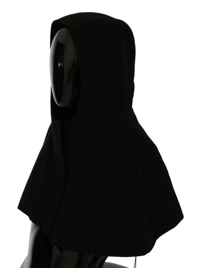 Shop Dolce & Gabbana Wool Whole Head Hooded Scarf Women's Hat In Black