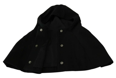 Shop Dolce & Gabbana Wool Whole Head Hooded Scarf Women's Hat In Black