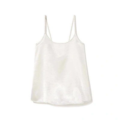 Pj Harlow Daisy Satin Tank With Braided Straps & Elastic Back In Pearl In Beige