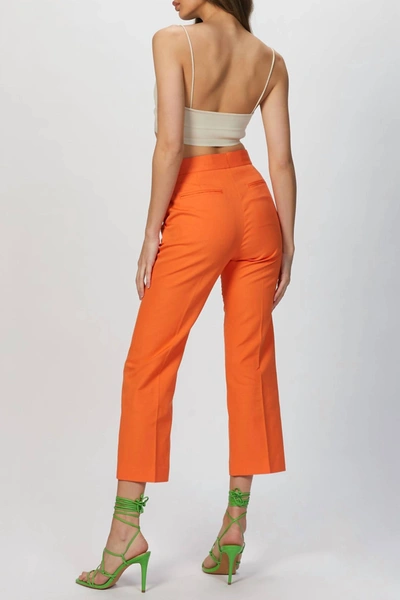 Shop Msgm Linen Blend Trouser In Orange
