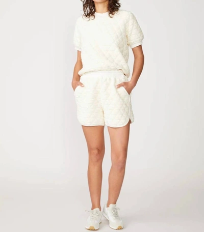 Shop Stateside Quilted Knit Track Short In Cream In White