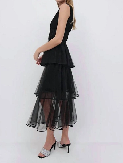 Shop Jonathan Simkhai Benton Tulle Plisse Dress In Black