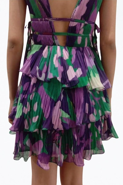 Shop Rococo Sand Aerin Pleated Cutout Chiffon Mini Dress In Purple