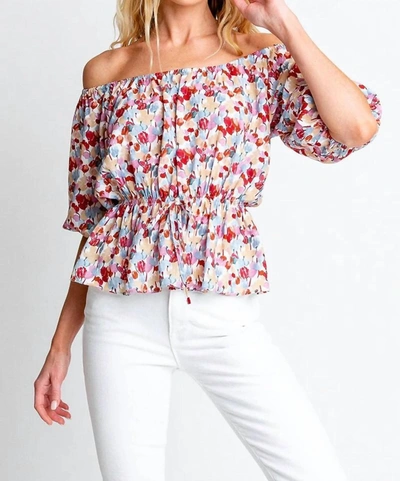 Monte Nellie Peasant Top In Tulip In Multi