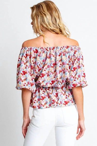 Monte Nellie Peasant Top In Tulip In Multi