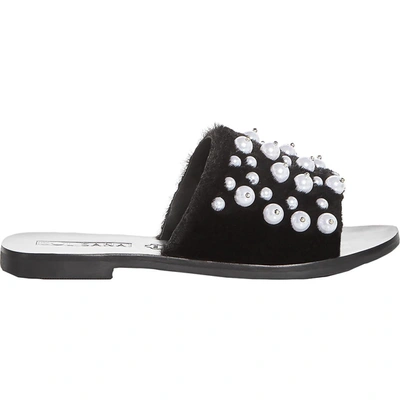 Shop Sol Sana Teresa Womens Faux Fur Slip On Slide Sandals In Black