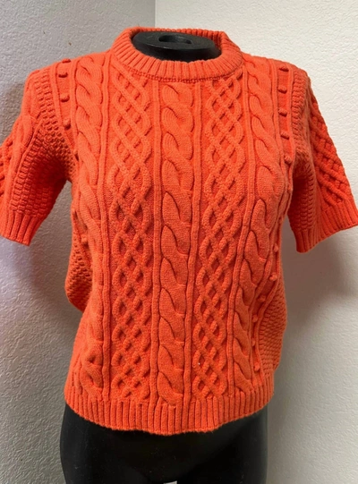 Shop Paola Bernardi Yasmin Cableknit Sweater In Orange